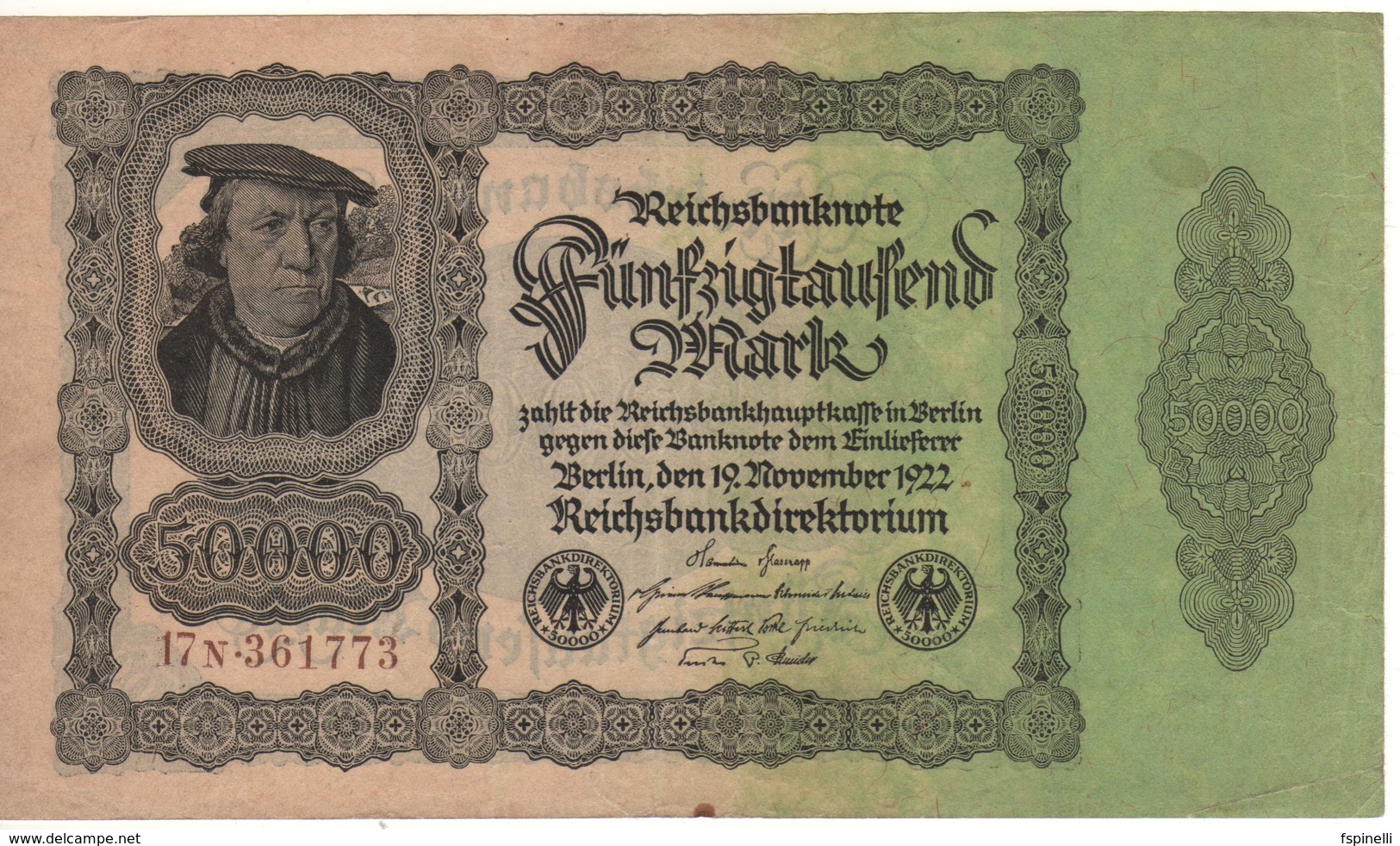 GERMANY  50'000 Mark  P79/R78    Dated 19.11.1922   XF - 50.000 Mark