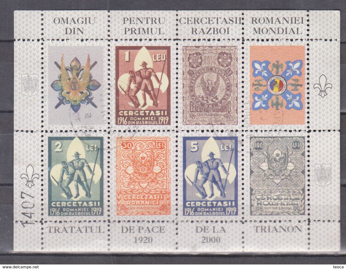 SCOUTING, ROMANIA 2000, Homage TO THE SCOUTS ROMANIA IN THE FIRST WORLD WAR, THE PEACE TREATY OF TRIANON - Used Stamps