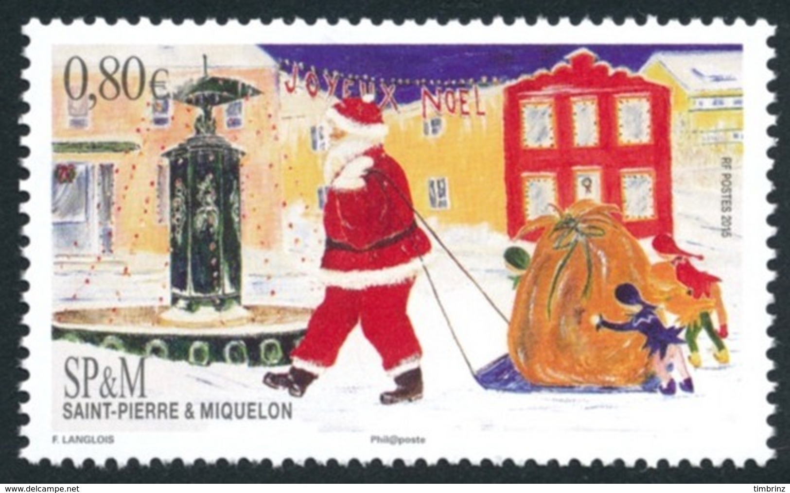 ST-PIERRE ET MIQUELON 2015 - Yv. 1147 **  - Noël. Père Noël Et Un Sac Poussé Par Des Lutins  ..Réf.SPM11508 - Neufs