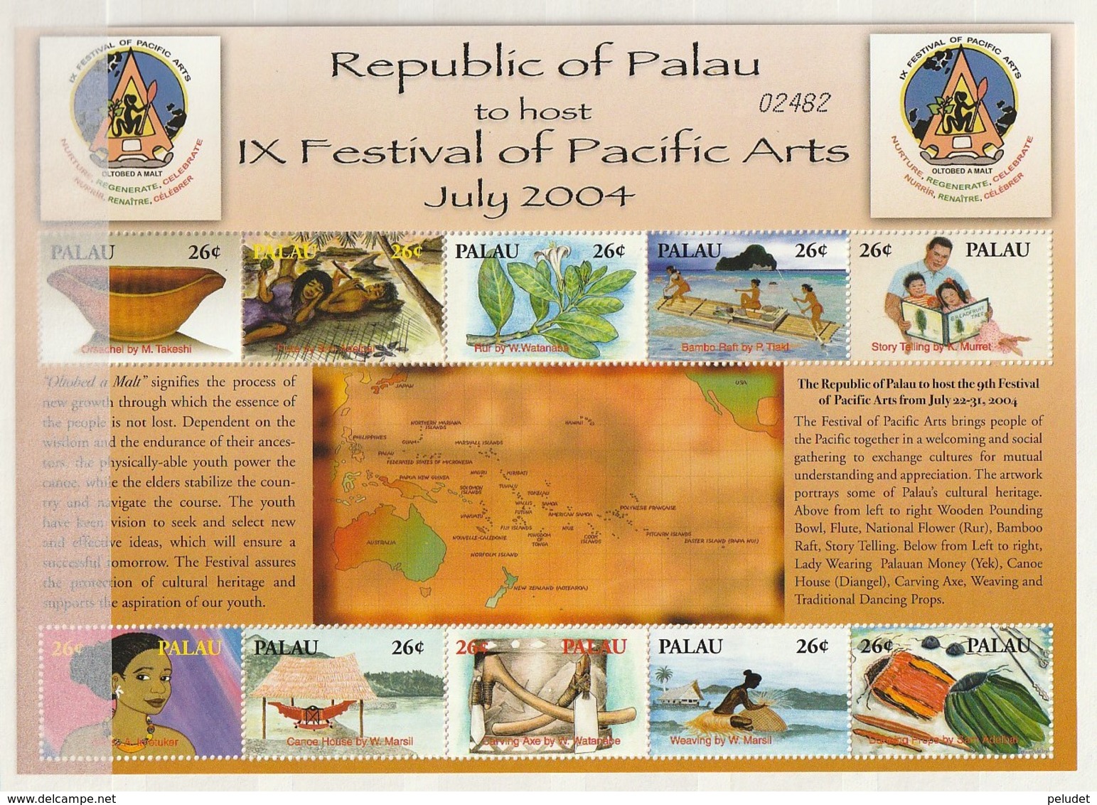 Palau 2004 The 9th Festival Of Pacific Arts 10v  M/s *** Michel: 2317/26 - Palau