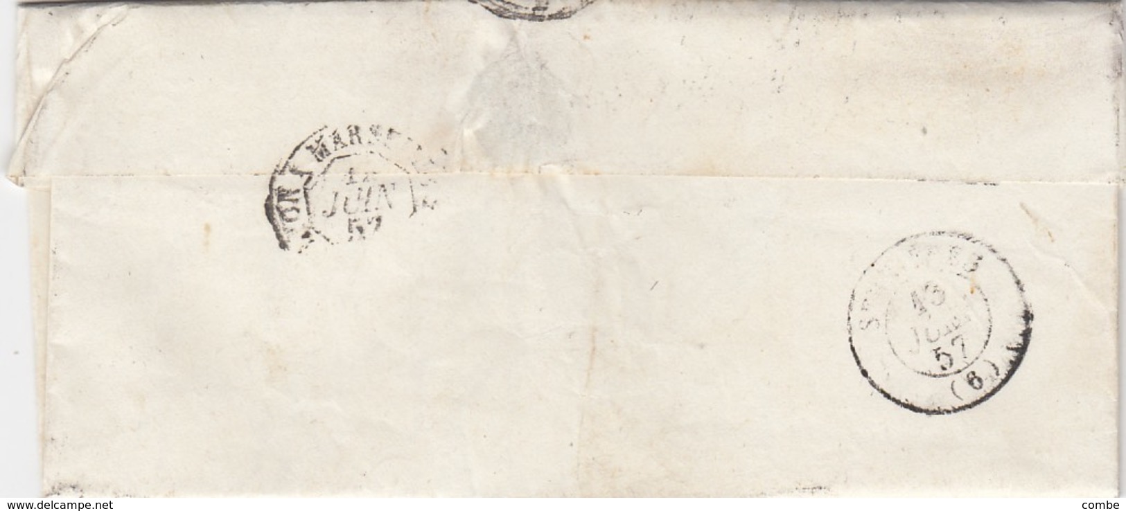 LETTRE. 12 JUIN 57. LOIRE BOURG ARGENTAL. PC 467 POUR SABLON ISERE - 1849-1876: Période Classique