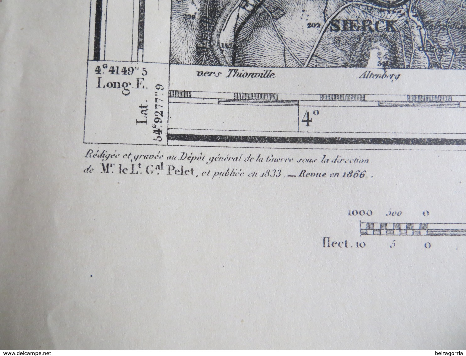 SIERCK  S. O.  Carte Topographique Allemande Publiée En 1833 - Revue En 1866 Sous La Direction De Mr.le L,t.G,al. Pelet - Topographical Maps