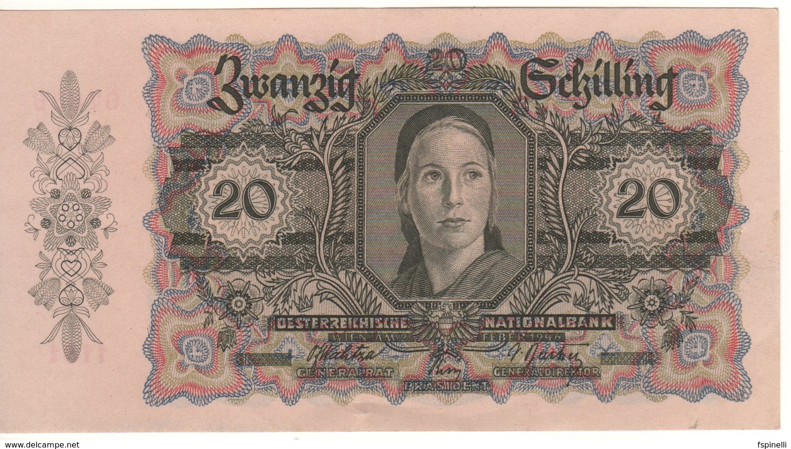 AUSTRIA   20 Schilling  P123   ( Dated 2..2.1946 )  XF/AU - Austria