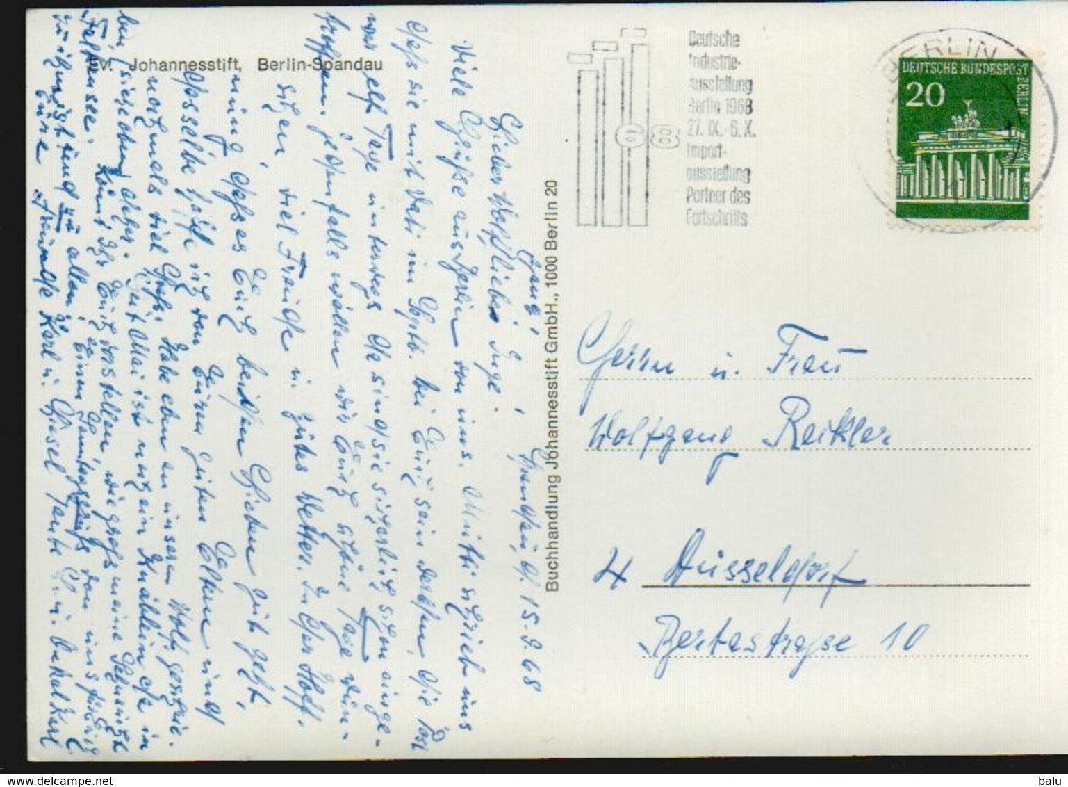 AK SW Berlin Spandau, Evangelischer Johannesstift, 1968 Postalisch Gelaufen Nach Düsseldorf, 2 Scans, 14,7 X 10,4 Cm - Spandau