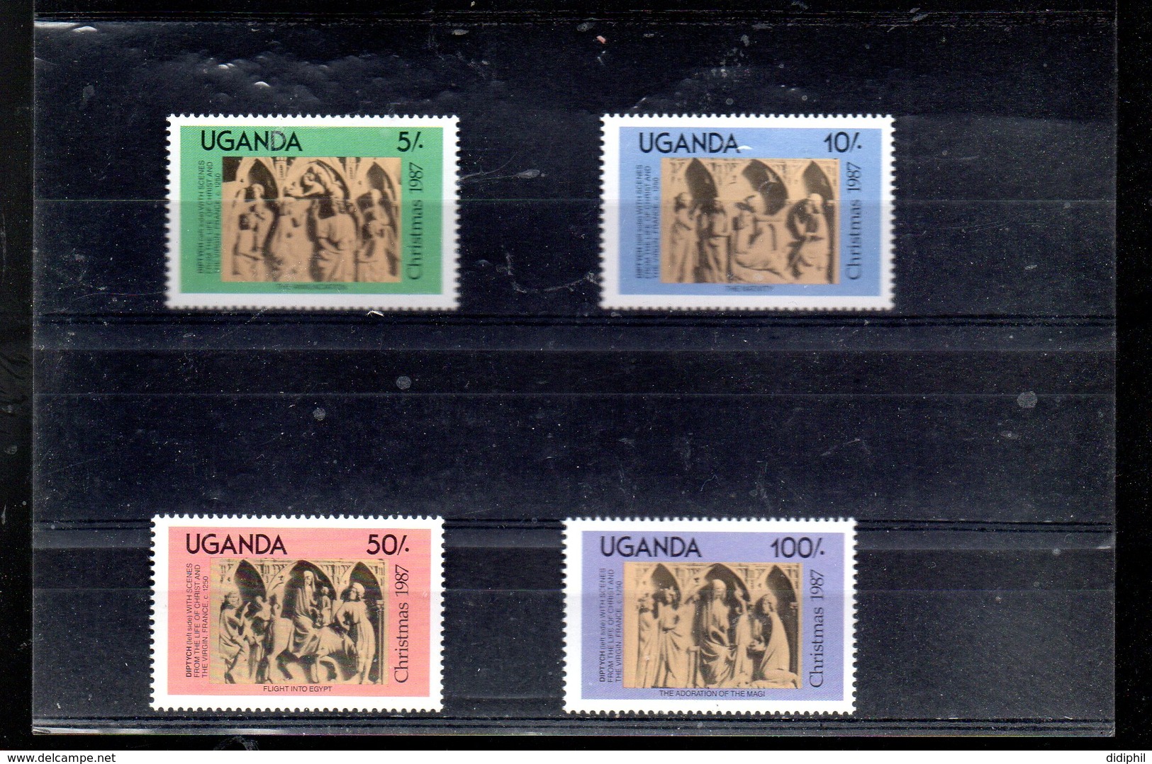 OUGANDA 482/485** SUR DES BAS RELIEFS FRANCAIS POUR NOEL 1987 - Uganda (1962-...)