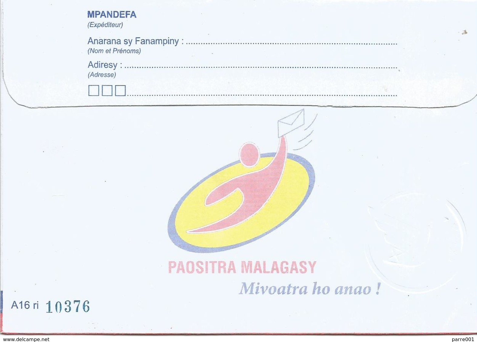 Madagascar Domestic Entier Ganzsache A16ri Postal Stationary Cover - Madagaskar (1960-...)