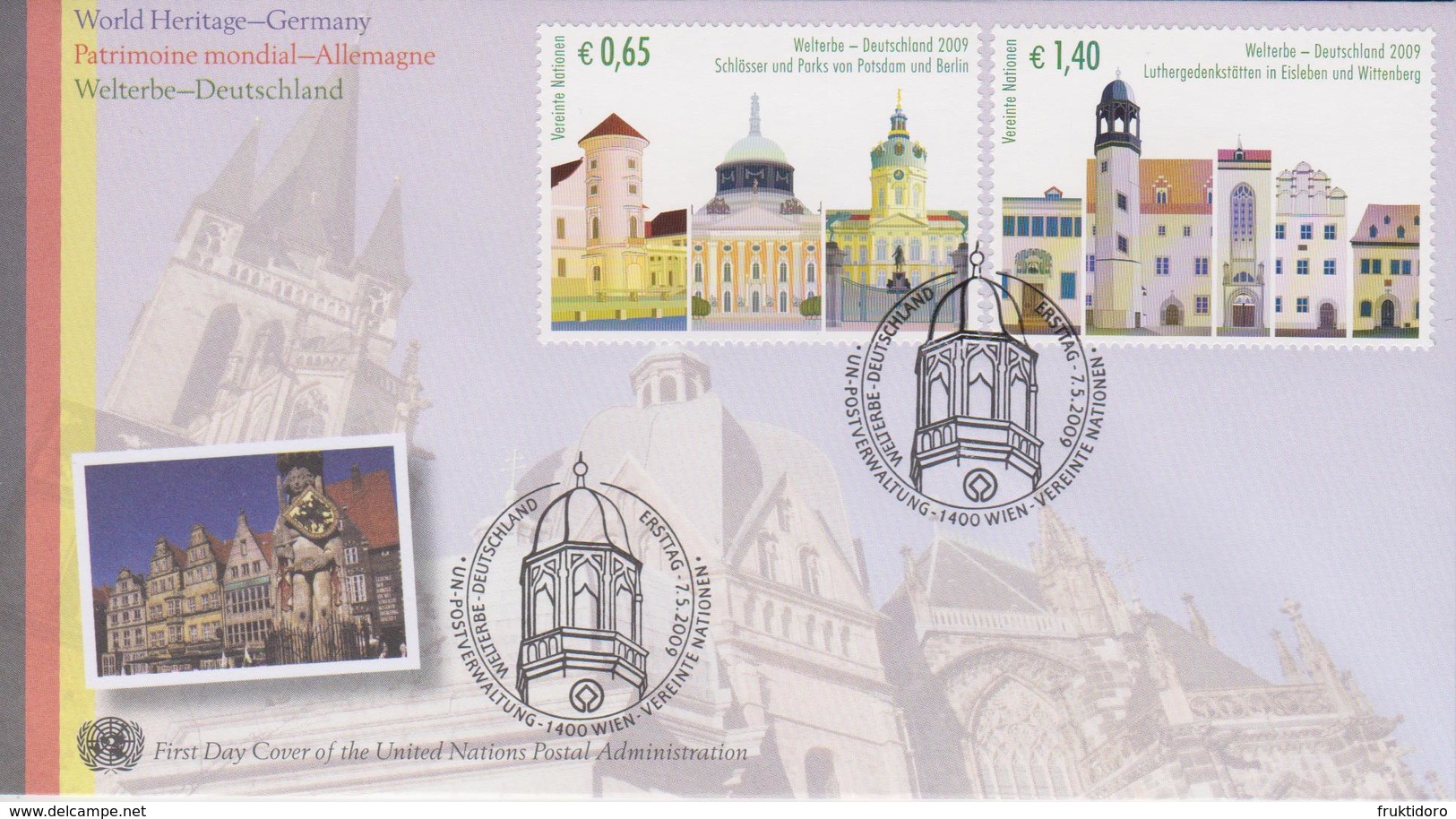 United Nations FDC Mi 597-598 World Heritage Sites - Germany - Palaces And Parks Of Potsdam & Berlin - Luther Memorials - FDC