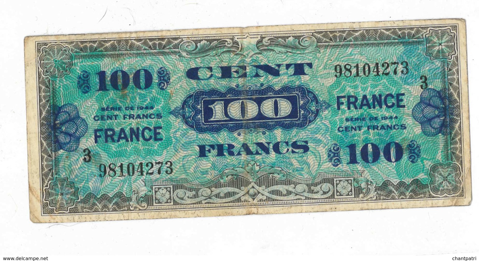 Cent Francs - Série N°3 De 1944 - Verso France - N° 98104273 - 1945 Verso France