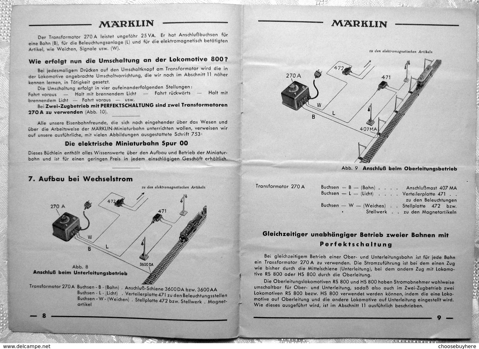 MÄRKLIN 800 Gebrauchsanleitung Modellbahn Spur 00 Historische Literatur 1938 - Loks