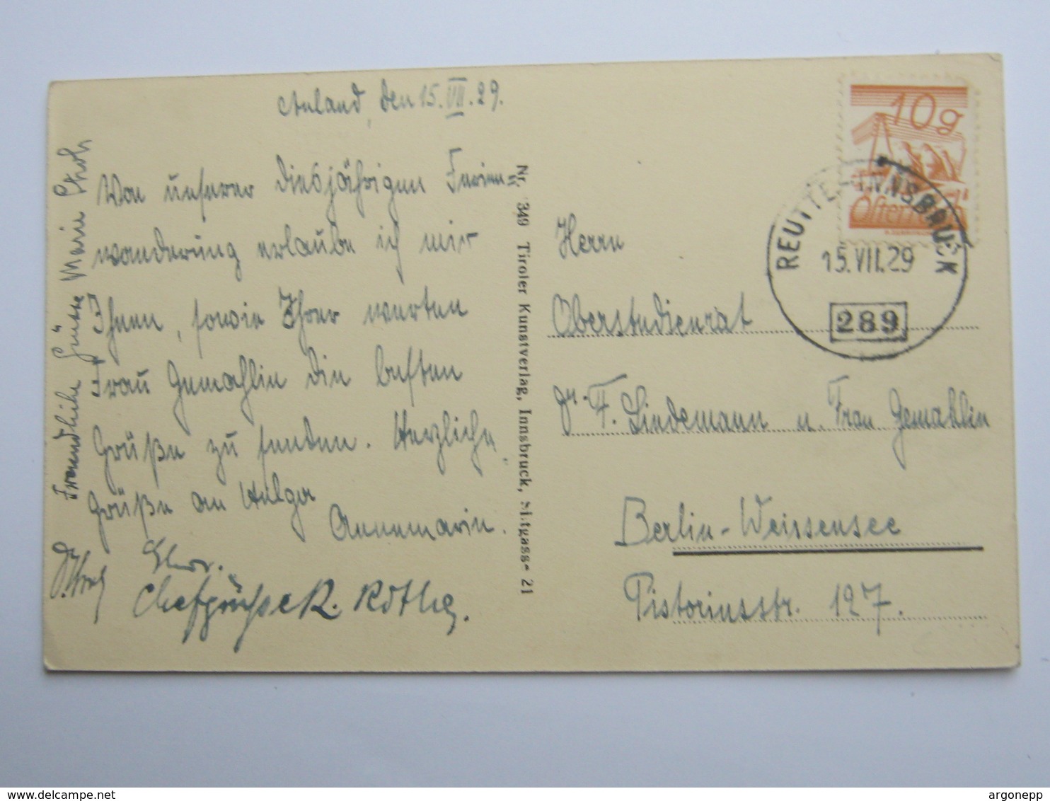 1929 , REUTTE - Innsbruck , Bahnpost, Klarer Stempel Auf Karte - Briefe U. Dokumente