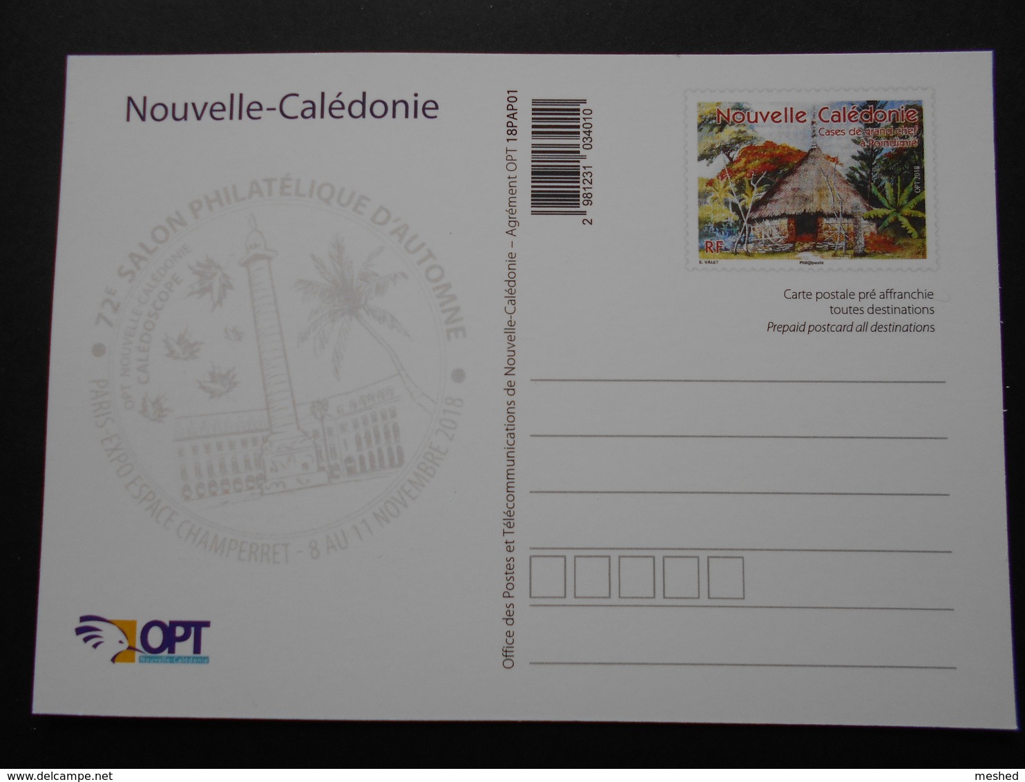 NOUVELLE-CALEDONIE Carte Postale Du Salon D’Automne 2018. Tirage : 300 Ex. Prix : 3,50 € - Entiers Postaux