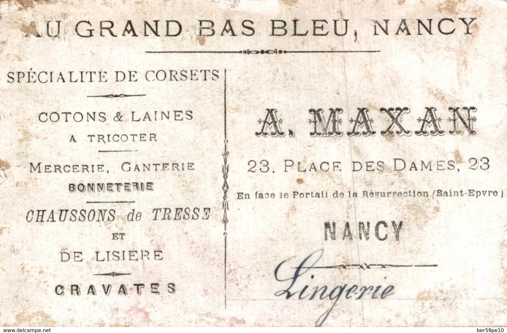 CHROMO AU GRAND BAS BLEU A. MAXAN NANCY  MUSIQUE SCIANTE - Autres & Non Classés