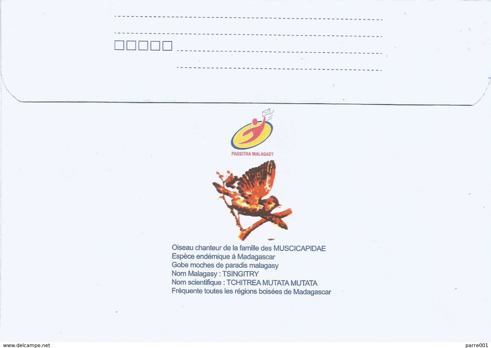Madagascar Bird Entier Ganzsache B14 RI International Postal Stationary Cover - Madagaskar (1960-...)