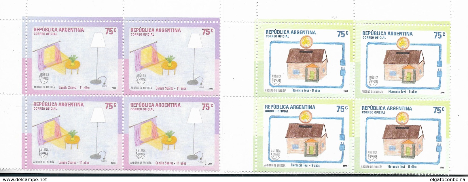 ARGENTINA 2006,  UPAEP, SOLAR ENERGY, ENERGY SAVING, 2 VALUES IN BLOCKS SC 2404-5 - Unused Stamps