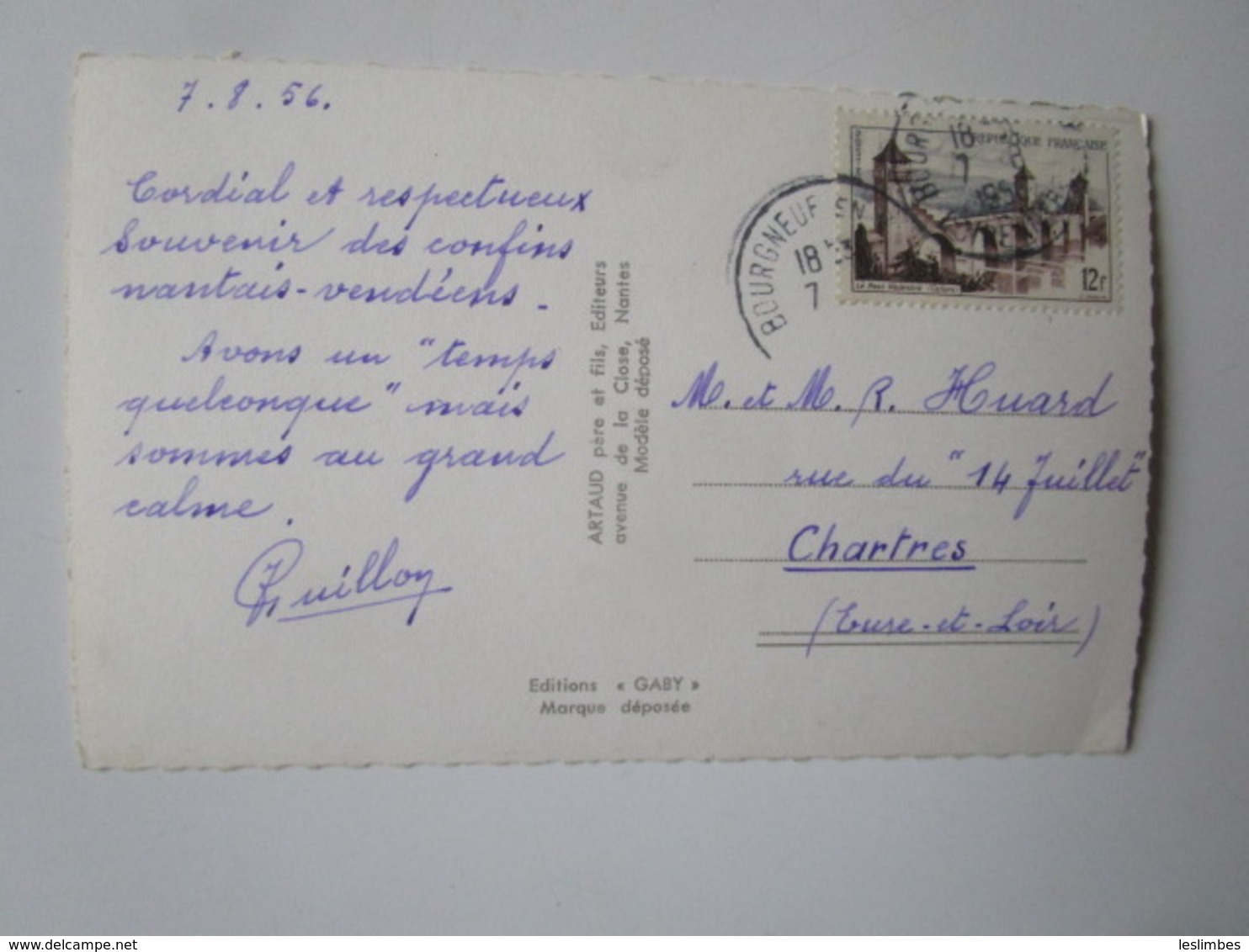 Bourgneuf En Retz. Les Marais Salants. Le Port. Le Sacre Coeur. La Pointe Aux Sables. Gaby Postmarked 1956 - Bourgneuf-en-Retz