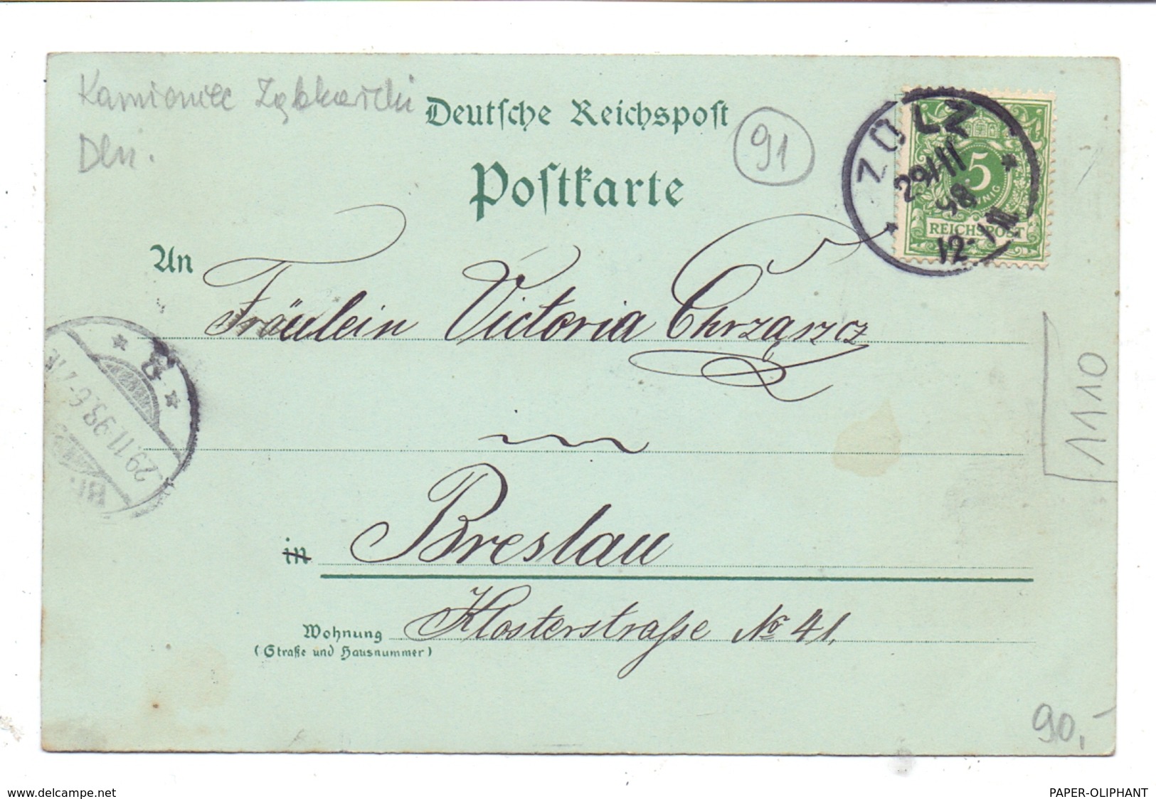 0-8290 KAMENZ, Lithographie 1898, Lessingstift, Lessing Denkmal, Rathaus, Totalansicht - Kamenz