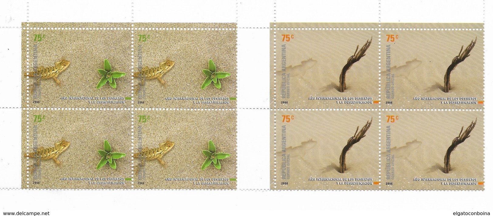 ARGENTINA 2006, INTERNATIONAL YEAR OF DESERTS AND DESERTIFICATION, 2 VALUES IN BLOCK OF FOUR SCOTT 2390-91 - Neufs