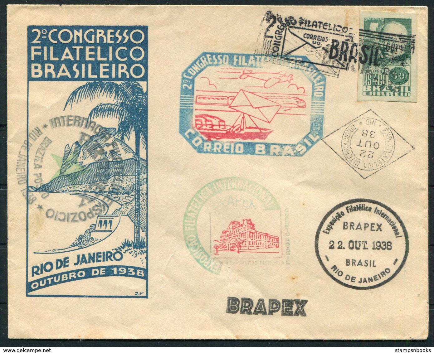 1938 Brazil BRAPEX Philatelic Exhibition Cover. Roland Hill, Penny Black - Covers & Documents