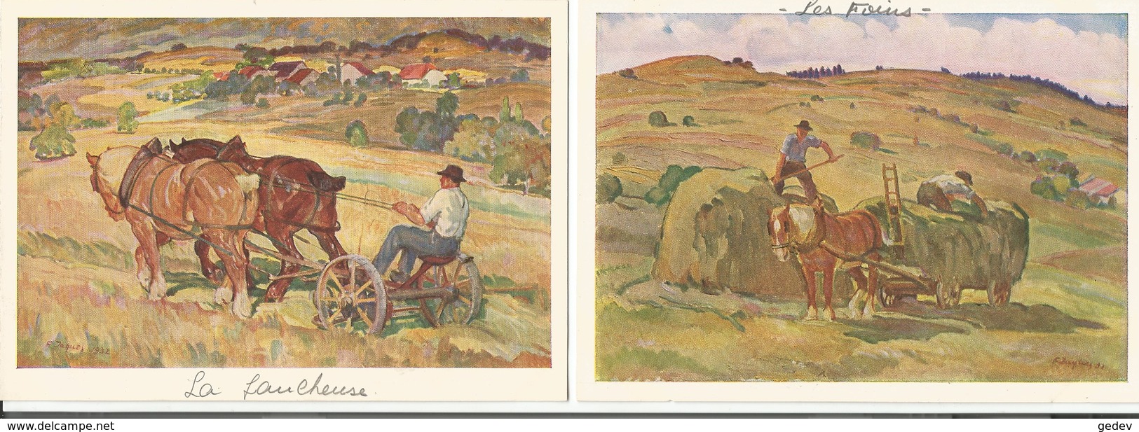 La Récolte Des Foins Et La Faucheuse Par François Jaques, Attelages (2x 805) 10x15 - Cultivation