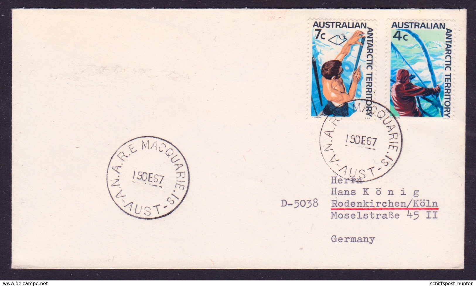 ANTARCTIC,MACQUARIE 1967, 2 Postmarks " Typ 1 ", 30 Mm !! Look Scan !! 25.6-52 - Lettres & Documents