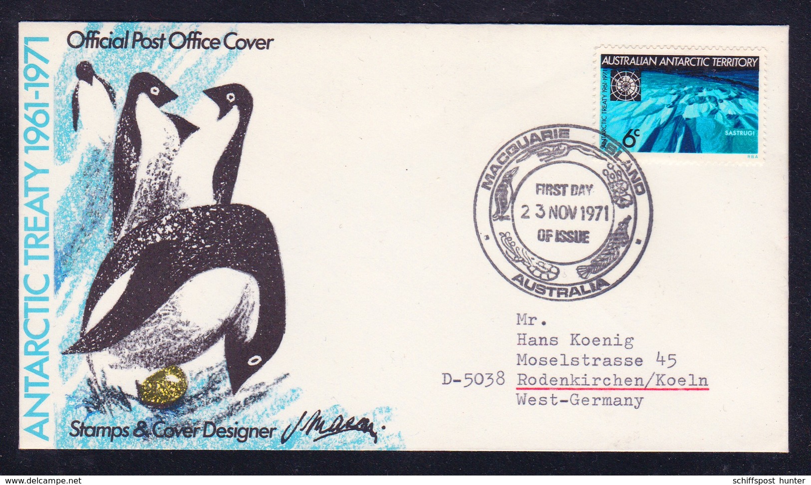 ANTARCTIC,MACQUARIE 1971,Off. P.O.-Cover, Postmark " Typ 4 ", 38 Mm !! Look Scan !! 25.6-48 - Lettres & Documents