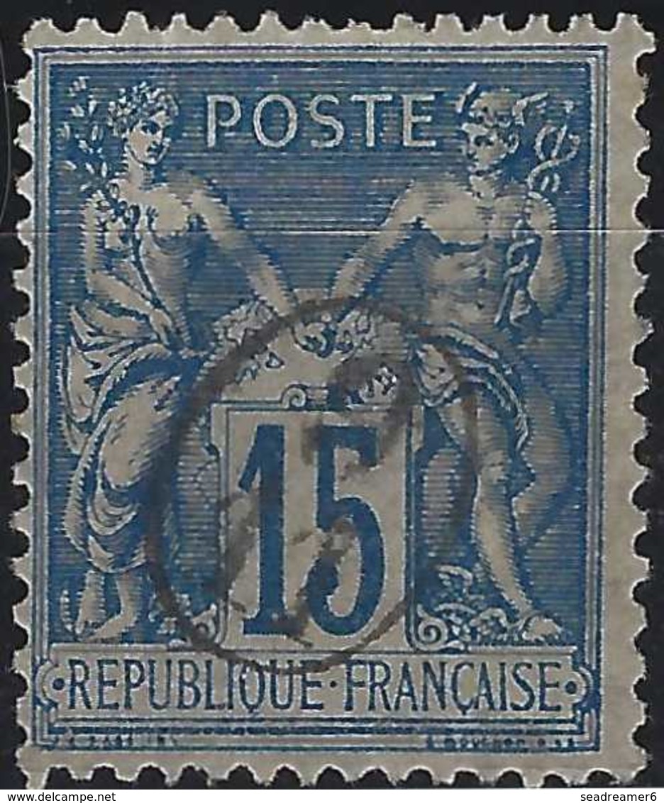 1892 Sage N°101 Papier Quadrillé Obl 15c Bleu N/U Oblitération Cachet De Facteur De Boite Rurale Supplémentaire ... RR - 1898-1900 Sage (Type III)