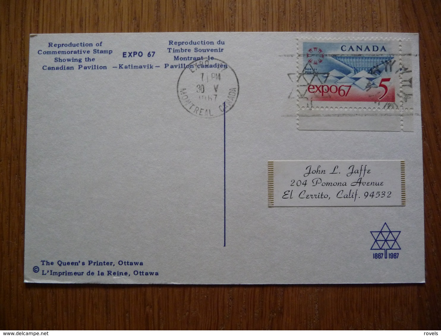 CANADA MAXIMUMCARD EXPO 67 - Tarjetas – Máxima