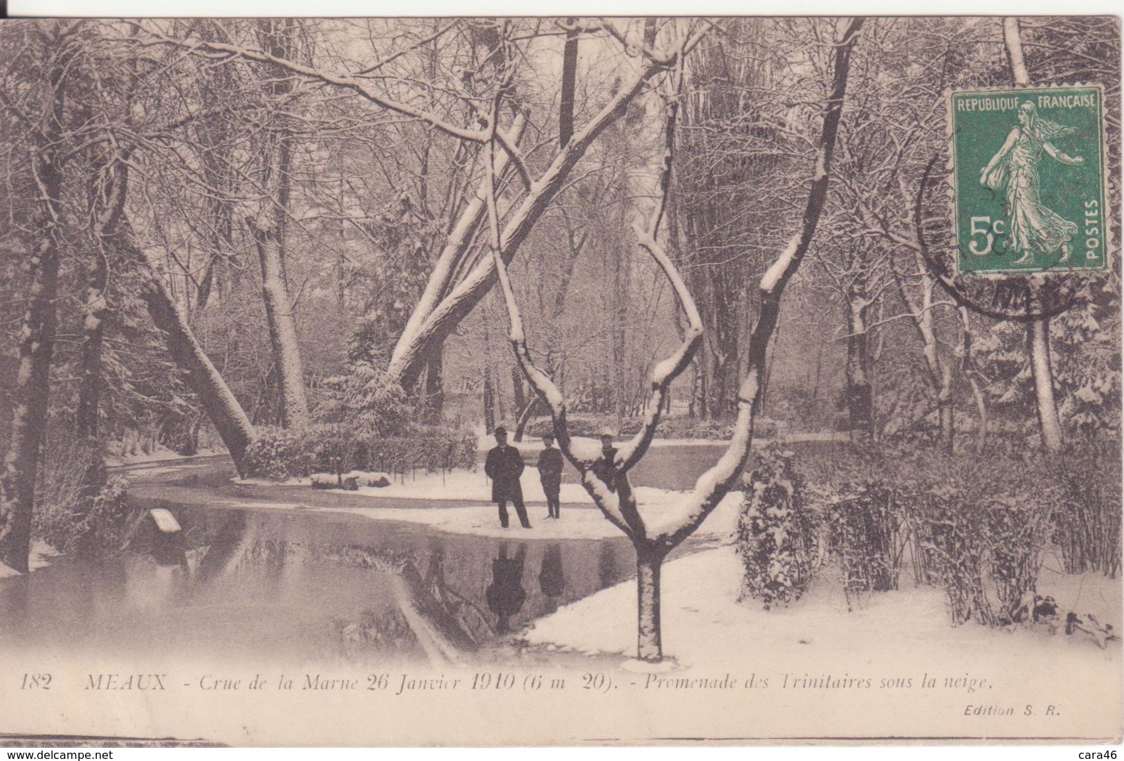 CPA  -  182. MEAUX - Crue De La Marne 29 Janvier 1910...promenade Des Trinitaires Sous La Neige - Meaux