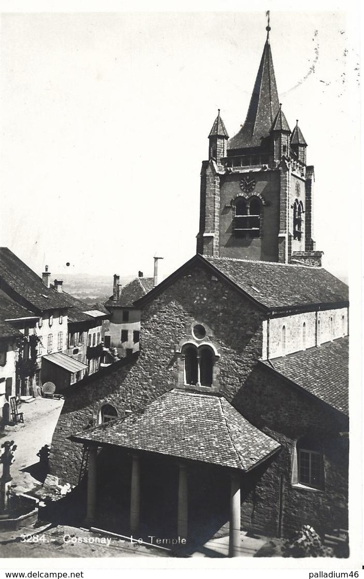 VAUD COSSONAY - Le Temple - Photo: Societe Graphique No. 3284 - Circulé Le 09.07.1928 - Cossonay