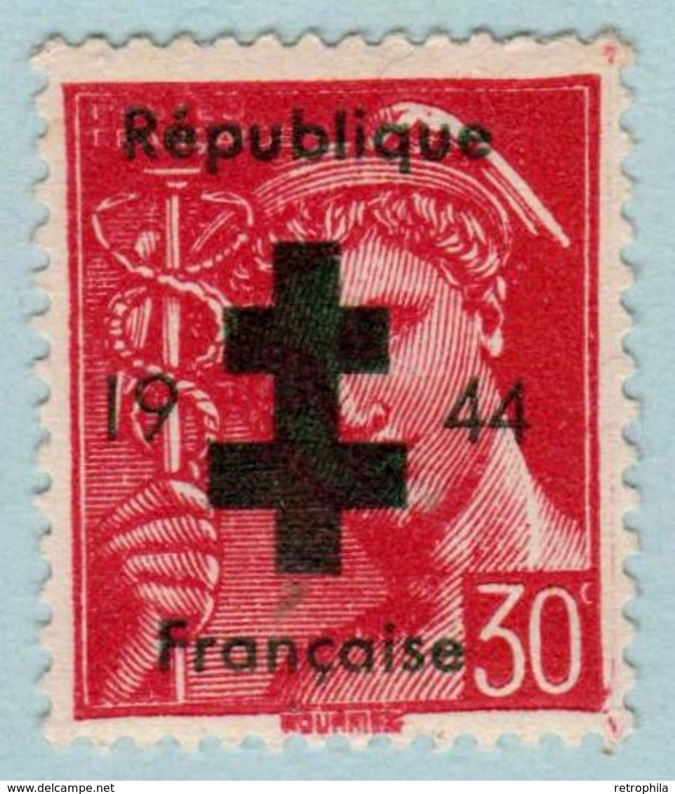 FRANCE - 1944 - Mercure 30 C Surchargé « Croix De Lorraine 1944 République Française » - Neuf - Libération