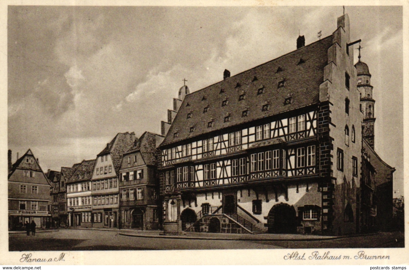 Hanau, Altstädter Rathaus Mit Brunnen Und Friseur Geschäft, Feldpost 1940 Nach Hamburg - Hanau