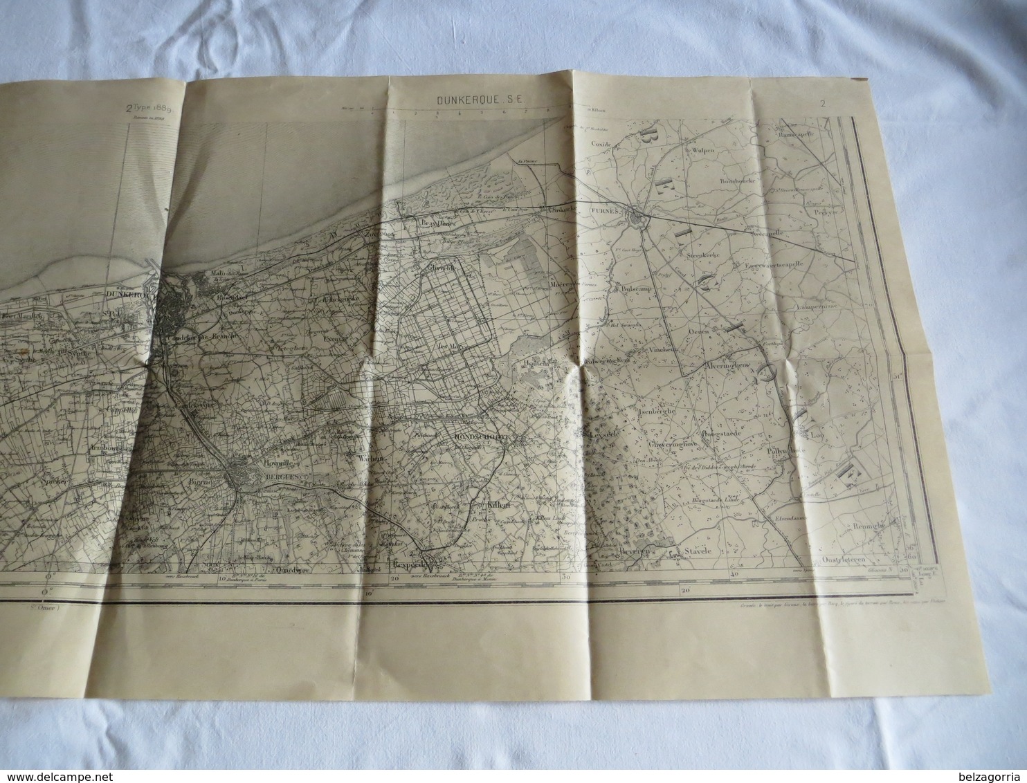 DUNKERQUE  S.O & S.E  Carte Topographique Type 1889  Levée Par Les Officiers Du Corps D'Etat Major En 1832  VOIR SCANS - Topographical Maps