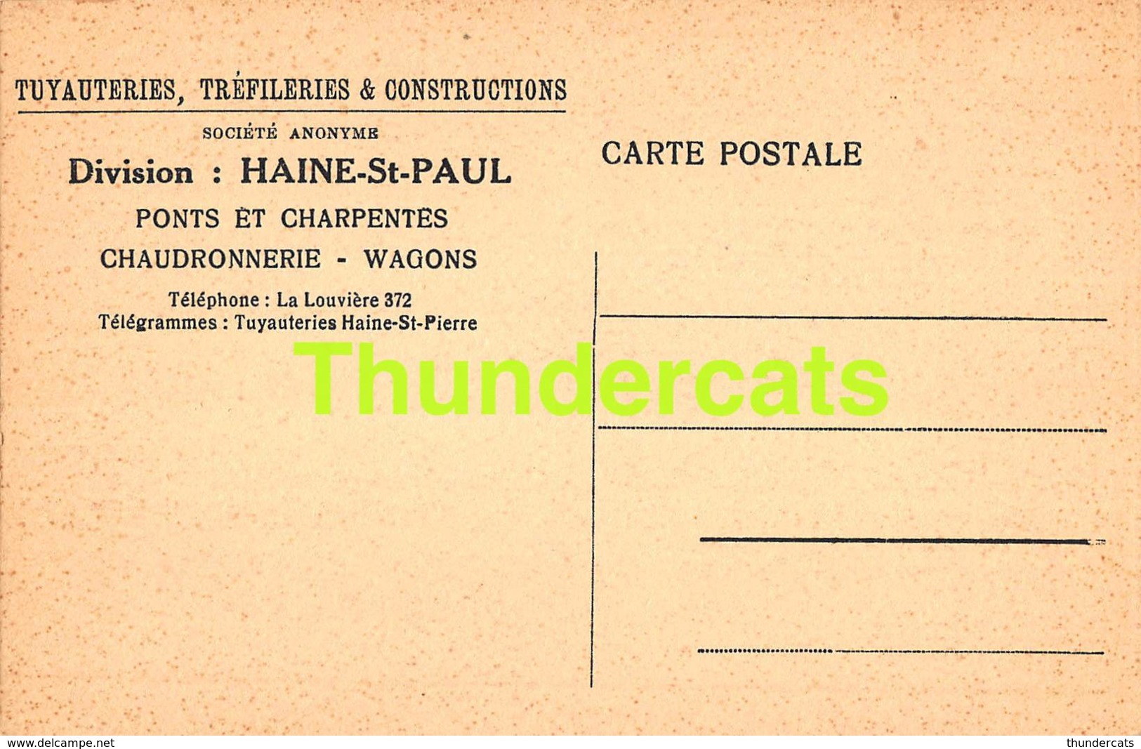 CPA TUYAUTERIES TREFILERIES & CONSTRUCTIONS DIVISION  HAINE ST SAINT PAUL LA LOUVIERE PIERRE - La Louvière