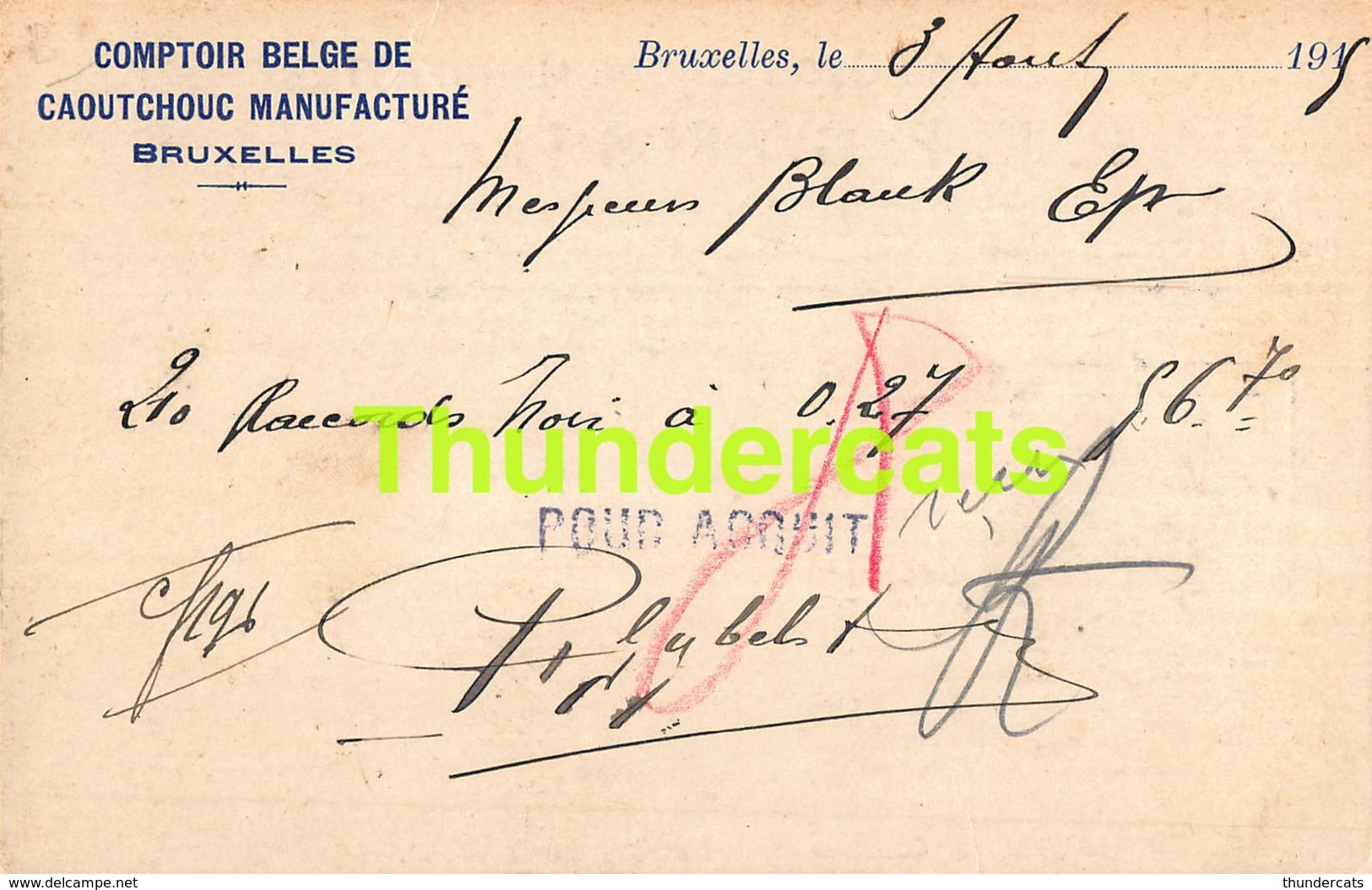 CPA PUB COMPTOIR BELGE DU CAOUTCHOUC MANUFACTURE P E F GYBELS BRUXELLES - Ambachten