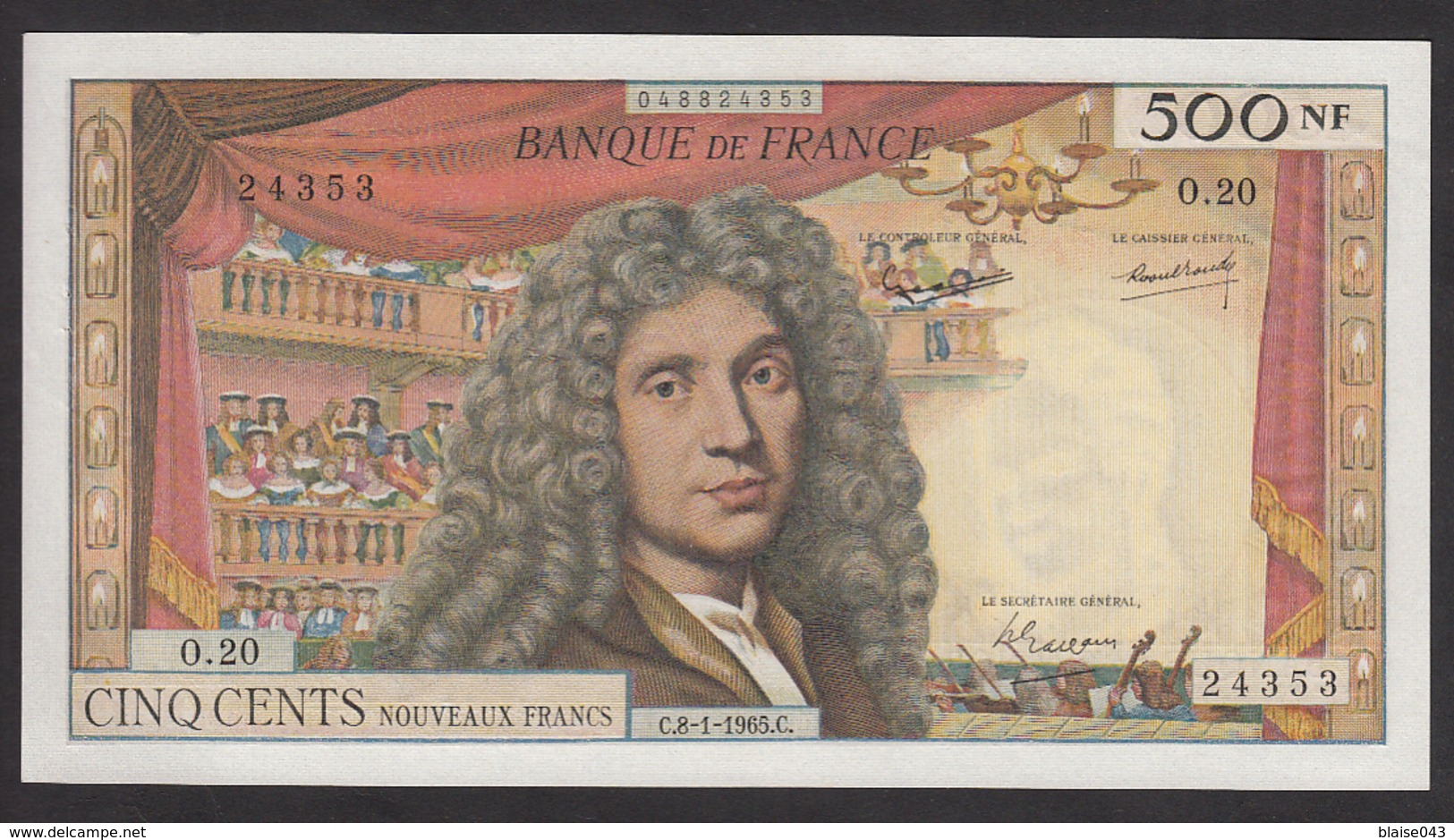 500 NF Molière 60/8 Du 8-1-1965 En Pr.SPL - 500 NF 1959-1966 ''Molière''