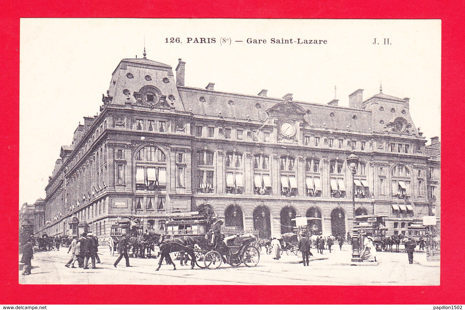 F-75-Paris-985Ph61  La Gare Saint Lazare, Vue Extérieure, Attelages, Cpa BE - Métro Parisien, Gares