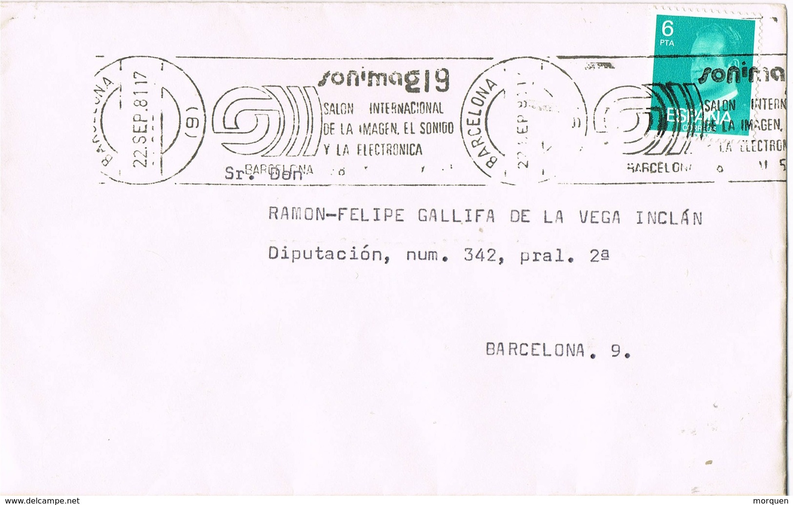 30441. Carta BARCELONA 1981. Rodillo Especial SONIMAG 9, Salon Imagen Y Sonido - Cartas & Documentos