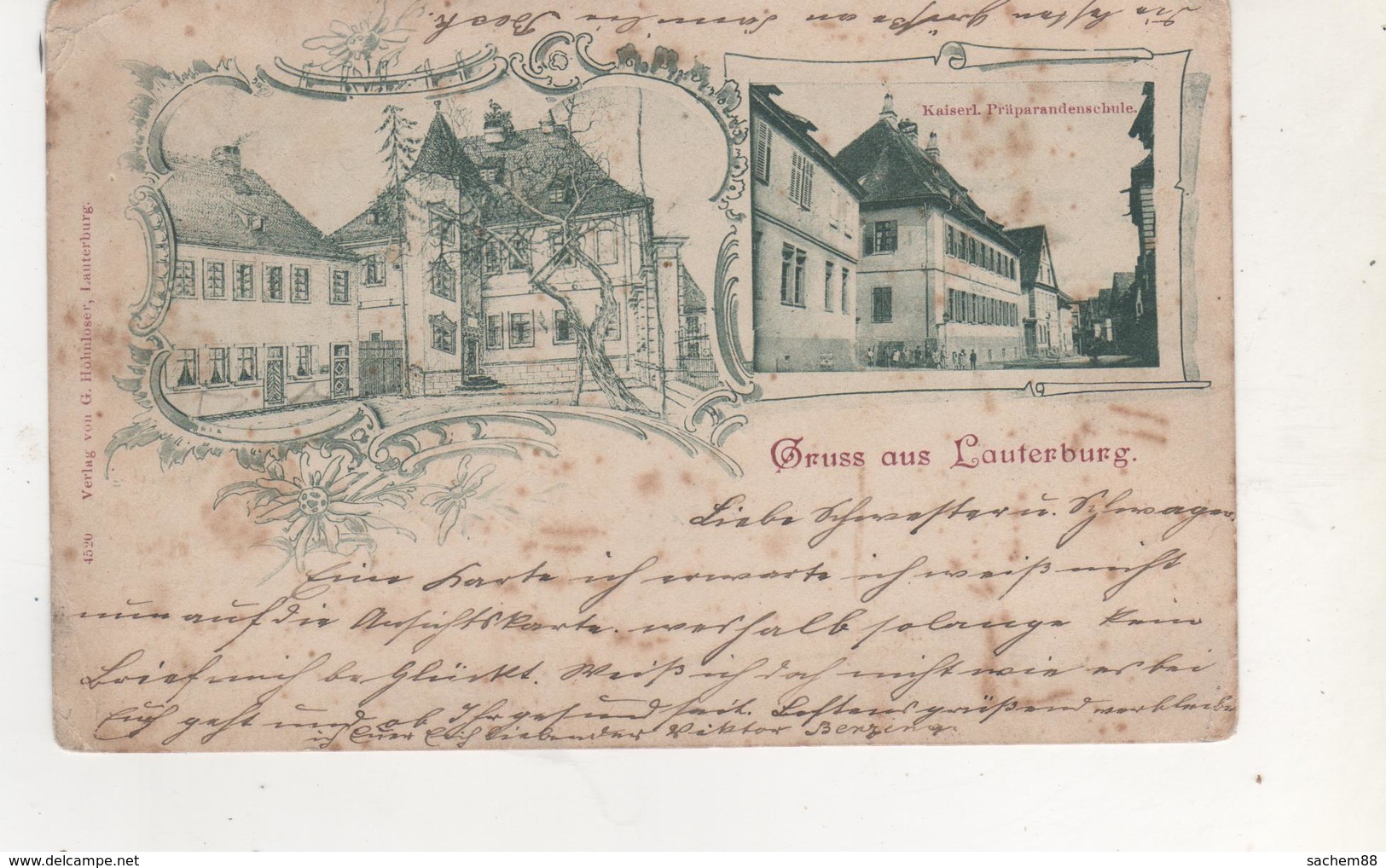 CPA..GRUSS AUS LAUTERBURG.CARTE DANS L ETAT.SALE - Lauterbourg