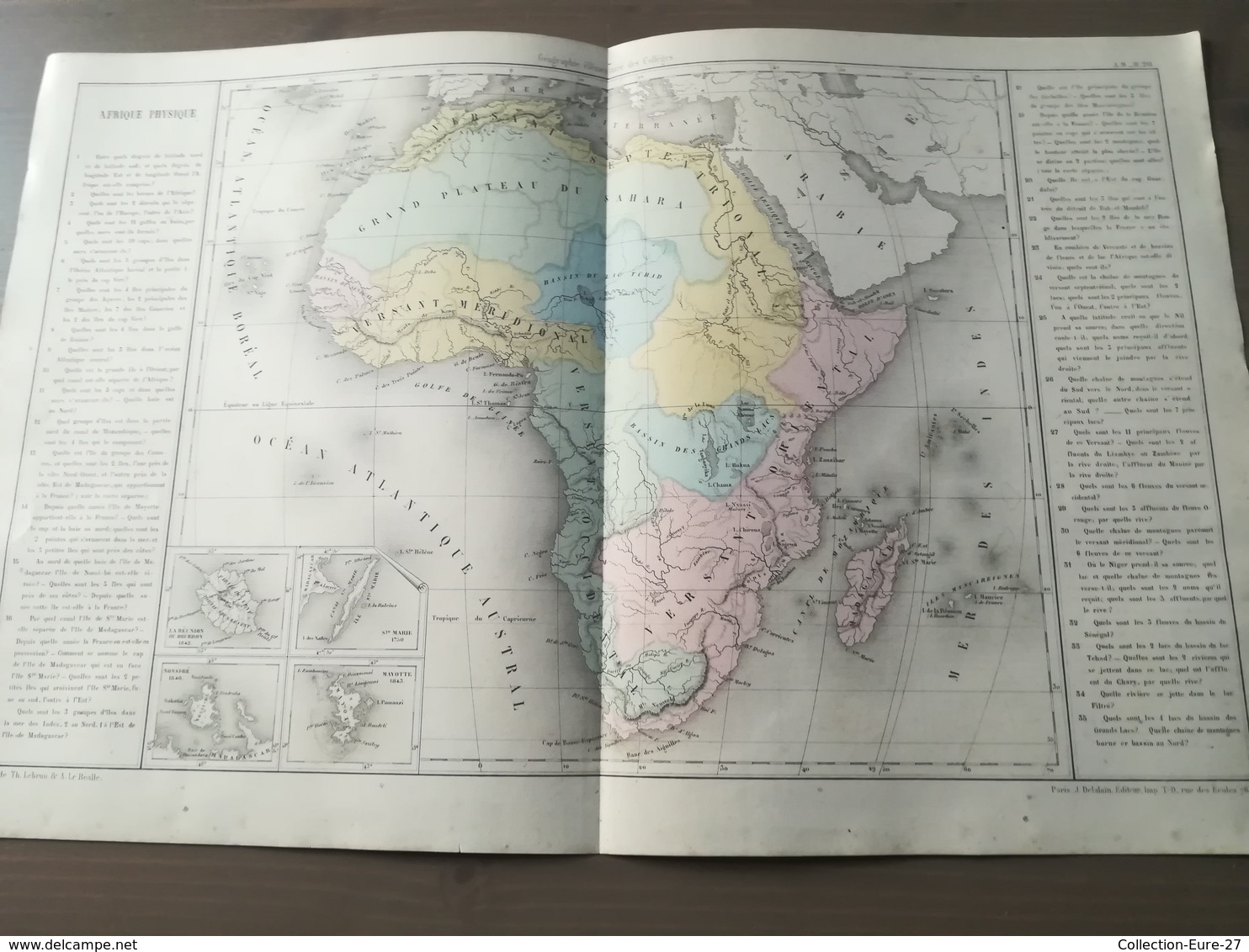 CARTE GEOGRAPHIQUE - AFRIQUE PHYSIQUE - ANNEE 1869 - Geographical Maps
