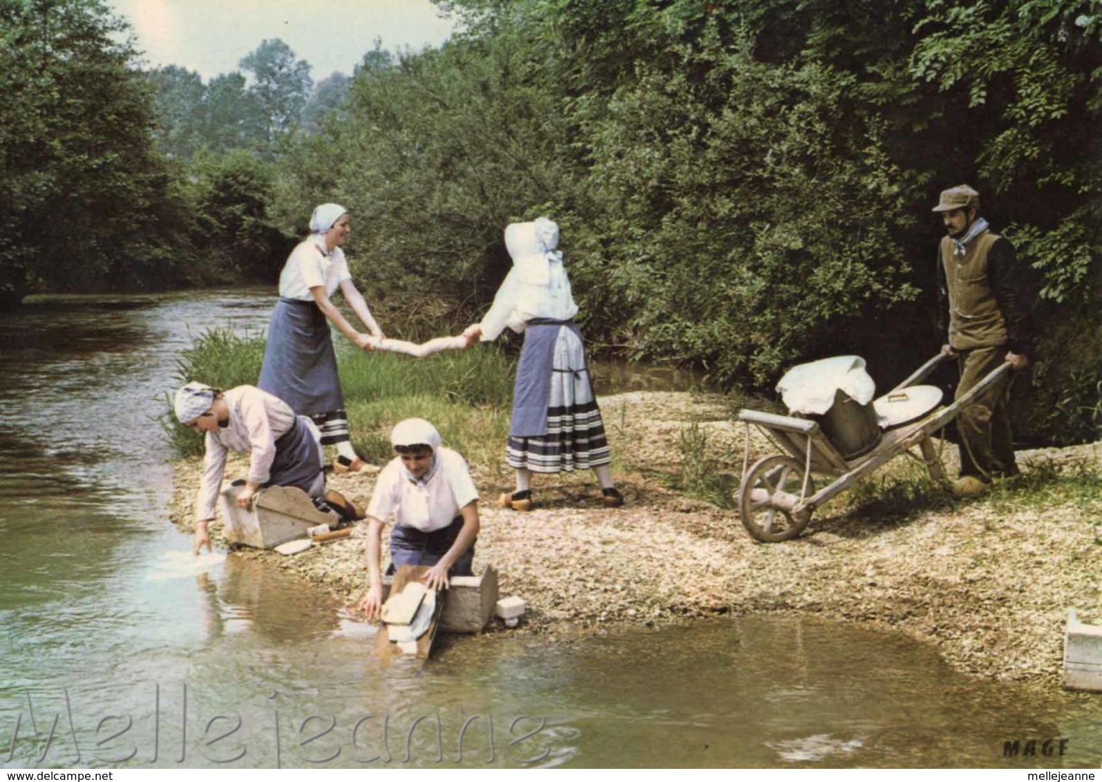 Cpsm Folklore - Ensemble Du Bocage Champenois , Les Morelles - Lavandieres - St Remy En Bouzemont (51) - Saint Remy En Bouzemont