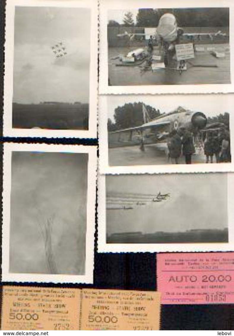 Meeting D’aviation De BEAUVECHAIN (22/06/1966) – Lot De 11 Photos Inédites + Tickets D’entrée Et De Parking - Aviation