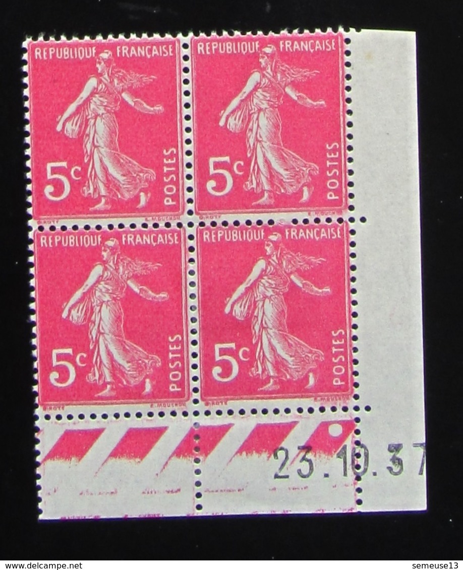 Semeuse 5 C. Rose  278 B En Bloc De 4 Coin Daté - 1906-38 Säerin, Untergrund Glatt