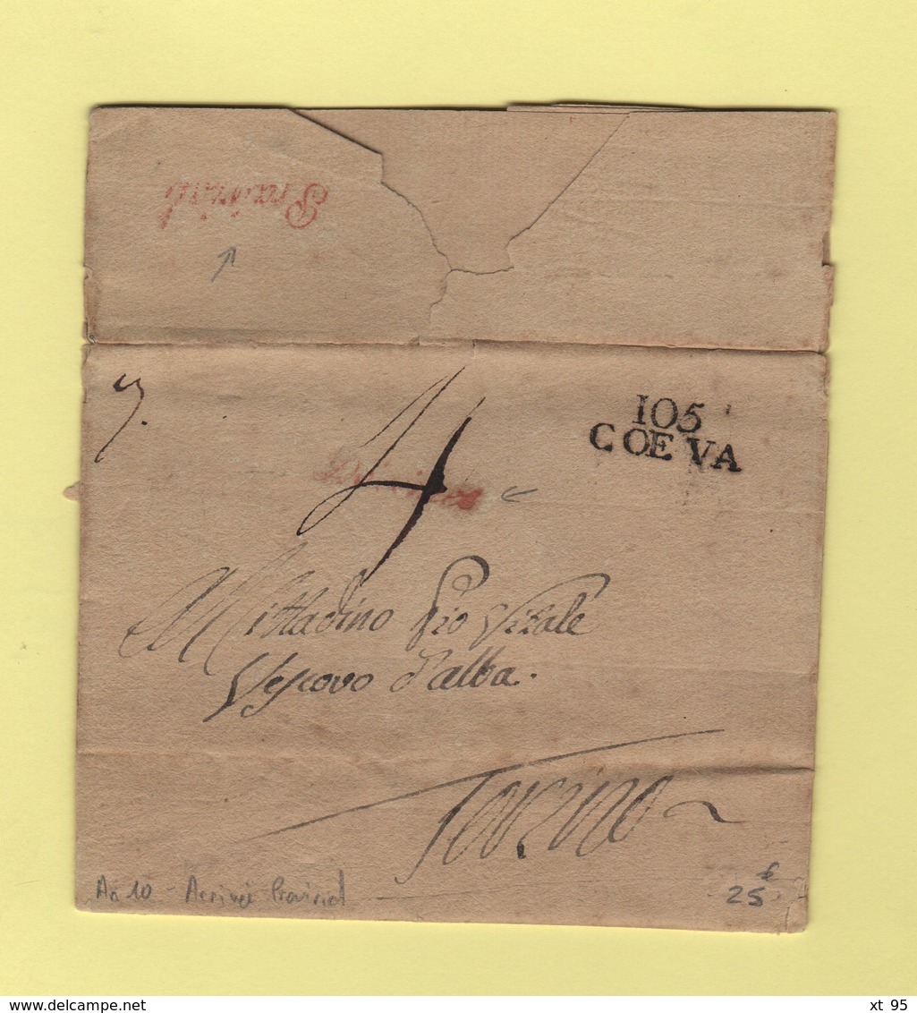 Coeva - 105 - Courrier De L An 10 Pour Turin - Marque D Arrivee Prairial - Departement Conquis De La Stura - 1792-1815 : Departamentos Conquistados