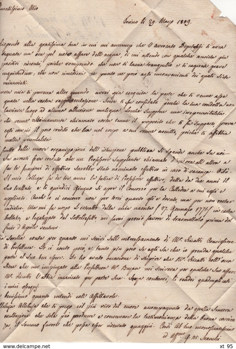 Marque D'arrivee De Saluces - MARS - Turin - Port Paye - 1809 - Departement Conquis De La Stura Et Du Po - 1792-1815 : Departamentos Conquistados