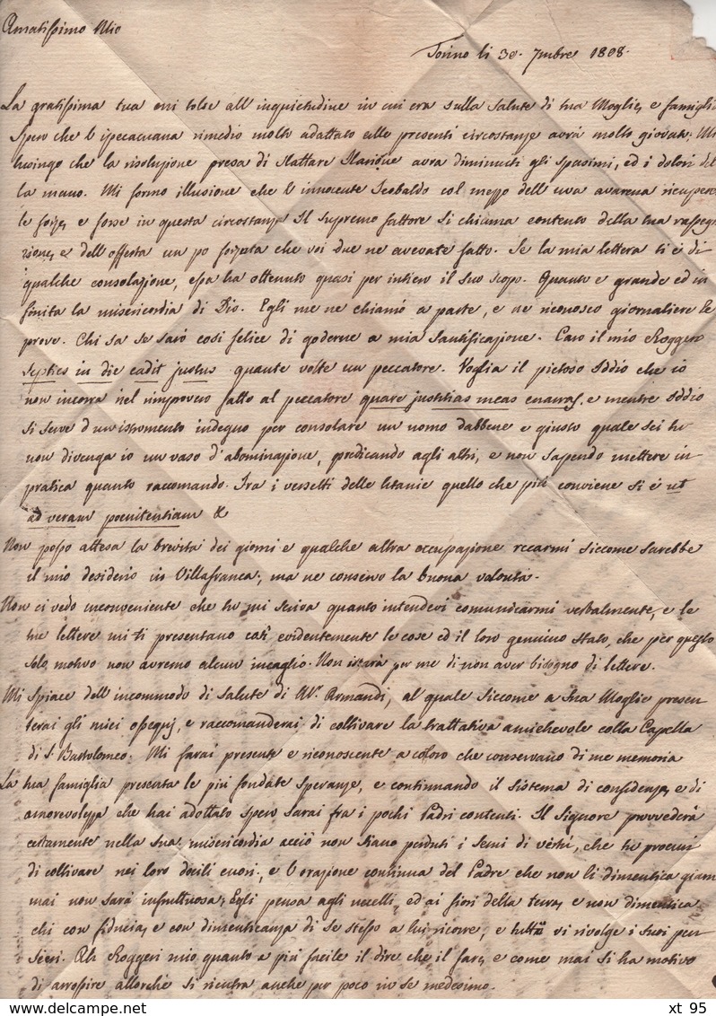 Marque D'arrivee De Saluces - 8BRE - Turin - Port Paye - 1809 - Departement Conquis De La Stura Et Du Po - 1792-1815: Veroverde Departementen