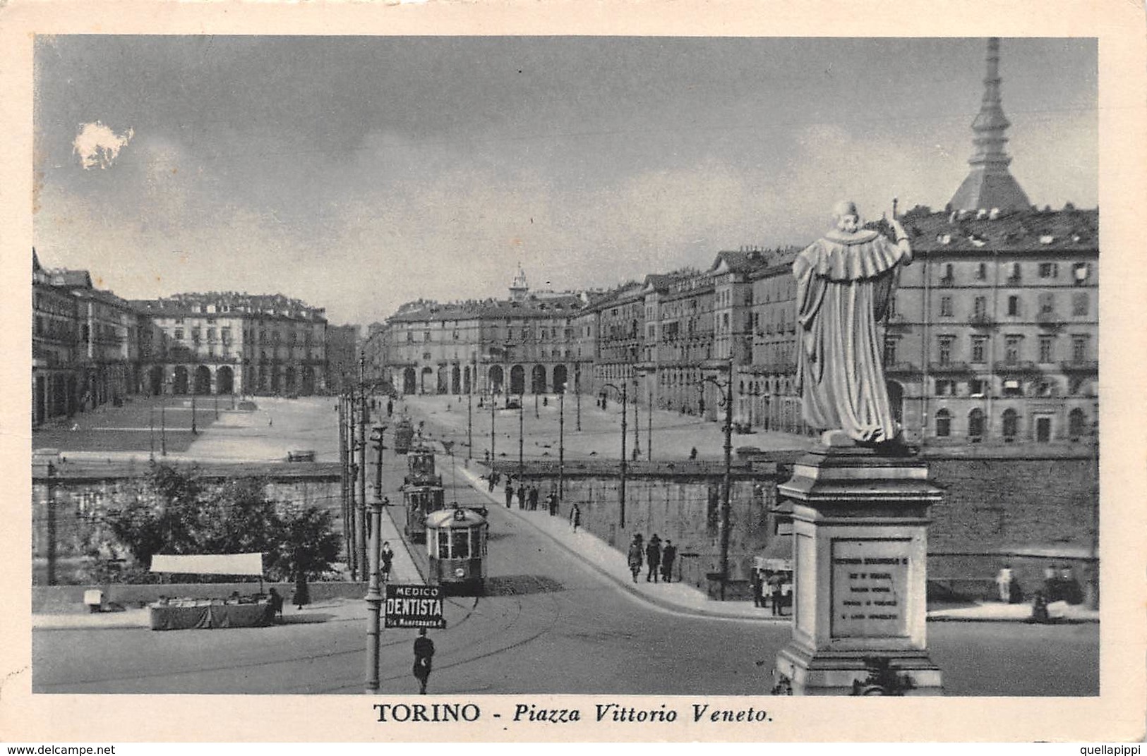 08789 "TORINO - PIAZZA VITTORIO VENETO" ANIMATA, TRAMWAY NR. 4. CART  SPED 1955 - Places & Squares