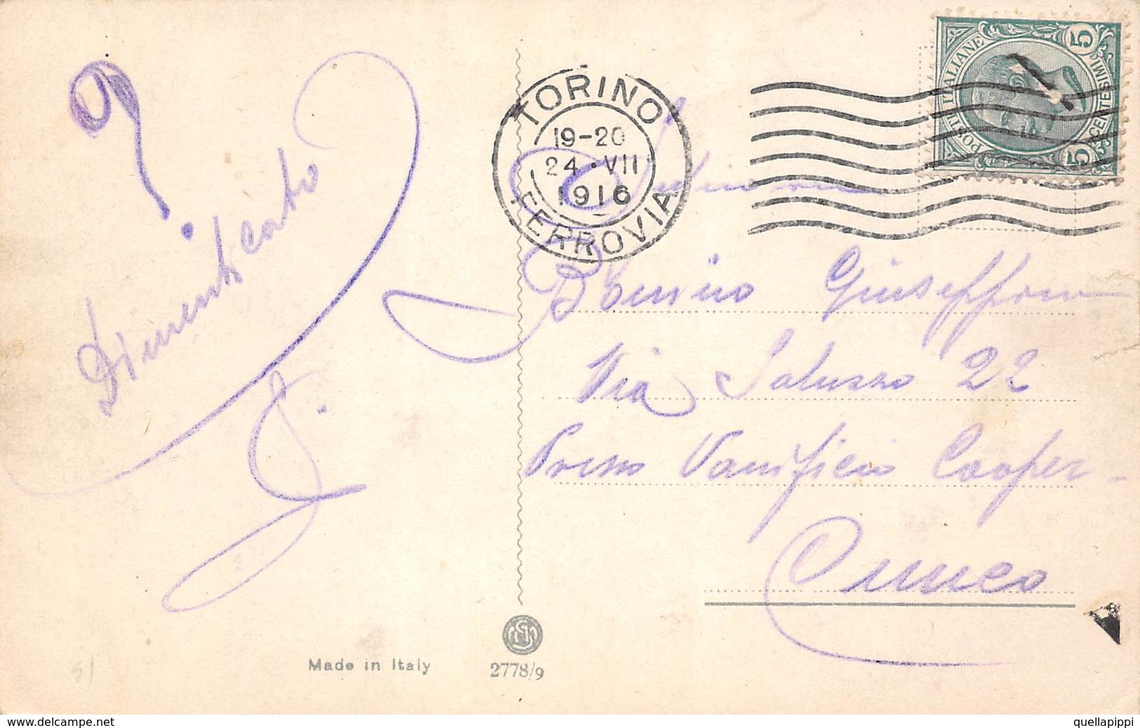 08792 "TORINO - MONUMENTO FREJUS" ANIMATA, TRAMWAY NR. 10. CART SPED 1916 - Places & Squares