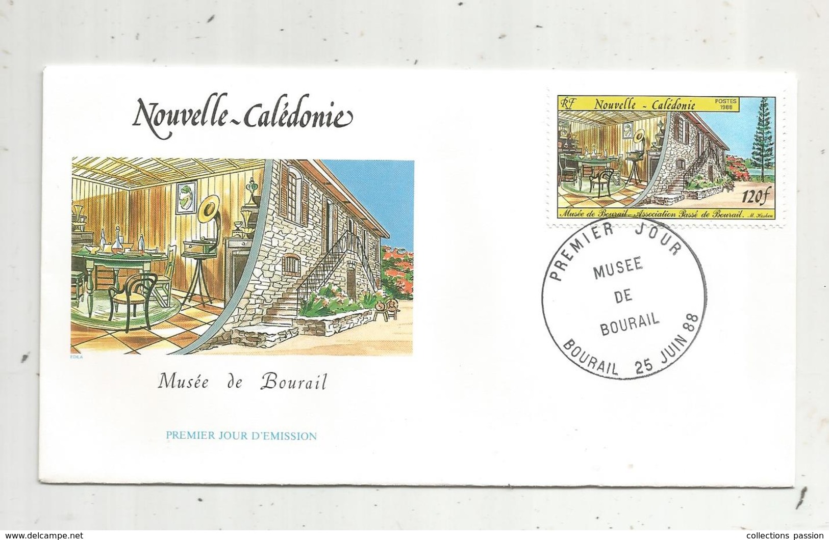 Timbre, FDC , 1 Er Jour , Nouvelle Calédonie , Musée De BOURAIL , Bourail , 1988 - Covers & Documents