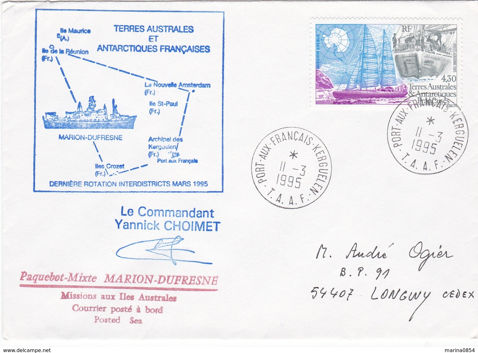 TAAF219 - Lot De 5 Lettres Martin De Vivies Et Port Aux Français - Briefe U. Dokumente