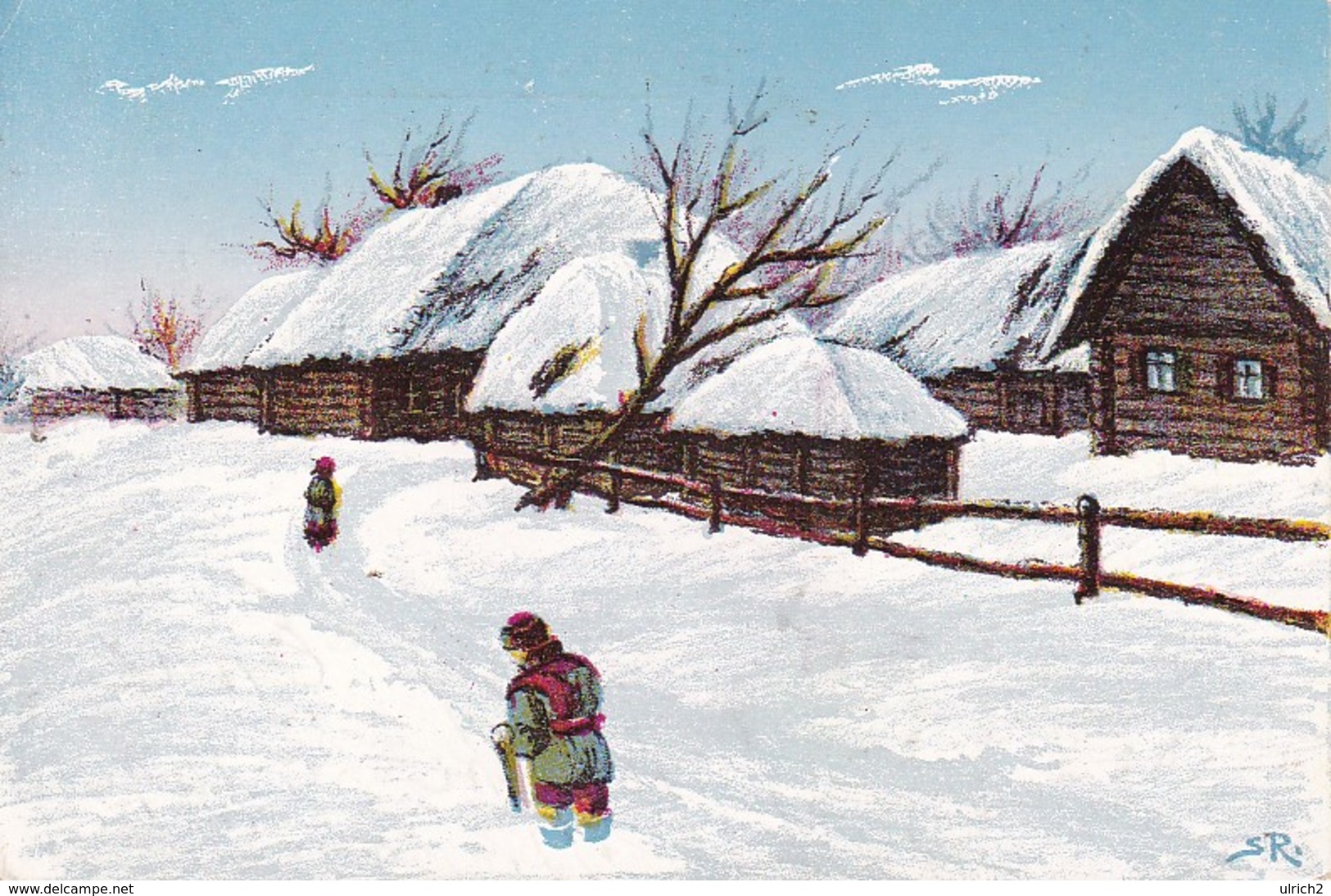 AK Dorf Im Winter - Osteuropa - Feldpost Landst. Batln. Forbach - 1917 (37609) - Europa